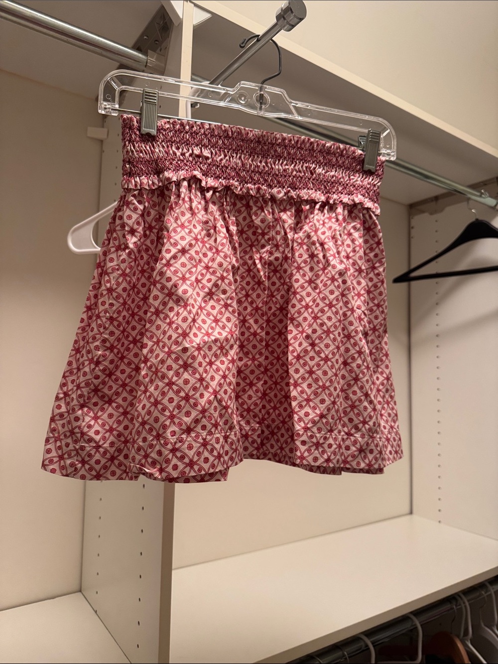 Hill House Pink Geometric Smocked-Waist Skirt